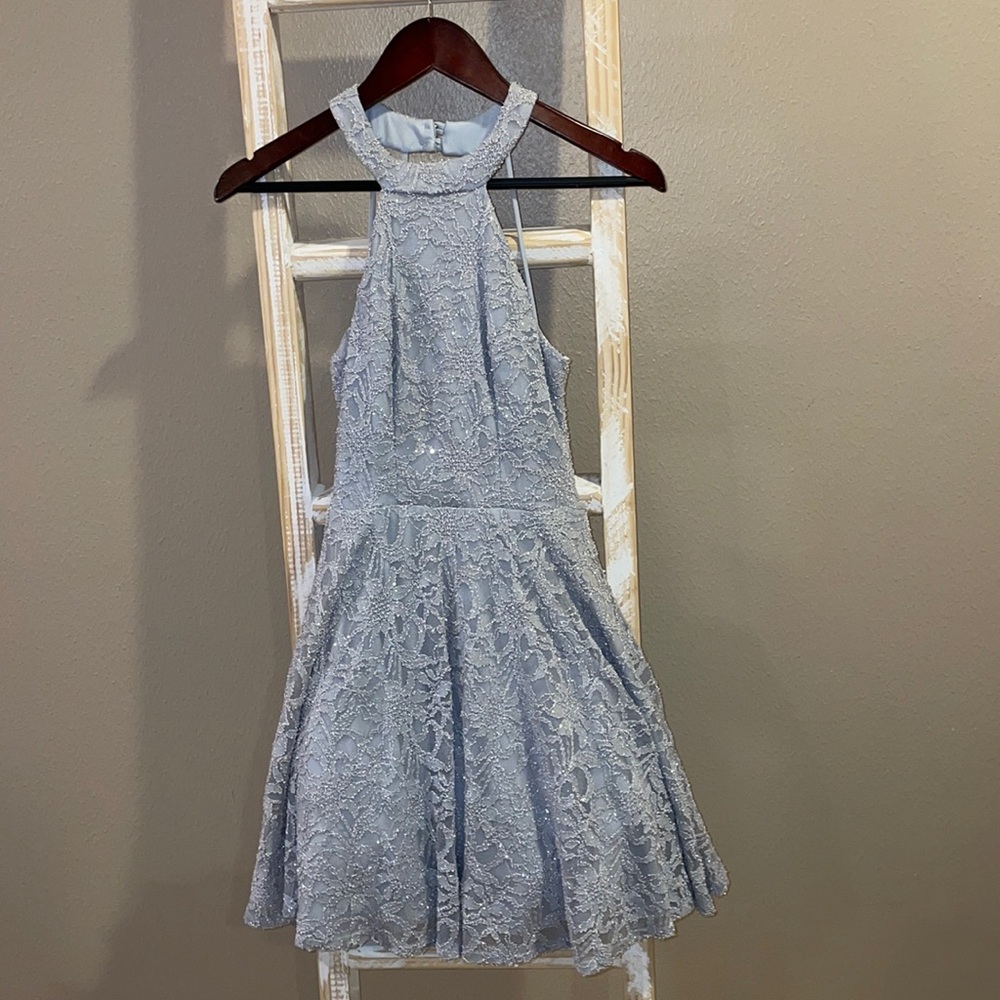 Silver Lace homecoming dress